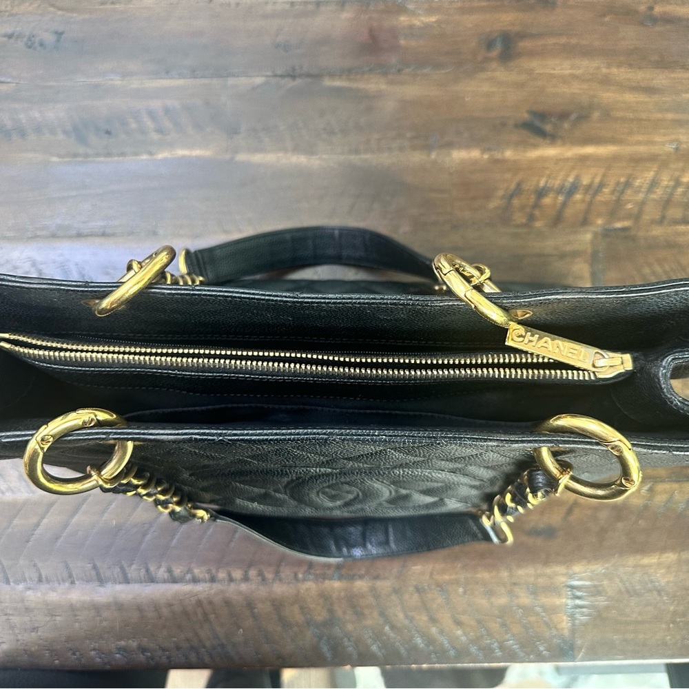 CHANEL Black and Gold Grand Shopper Tote GST Leather Tote - Picture 4 of 11